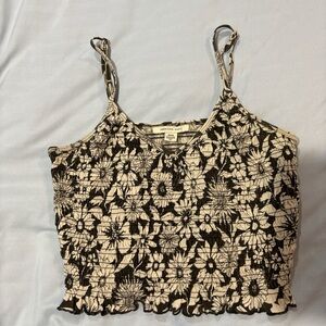 American Eagle Outfitters Black and Cream Floral Camisole
